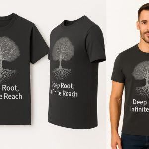 deep root, infinite reach – men’s charcoal tree tee