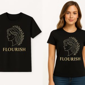 flourish – women’s premium black tee