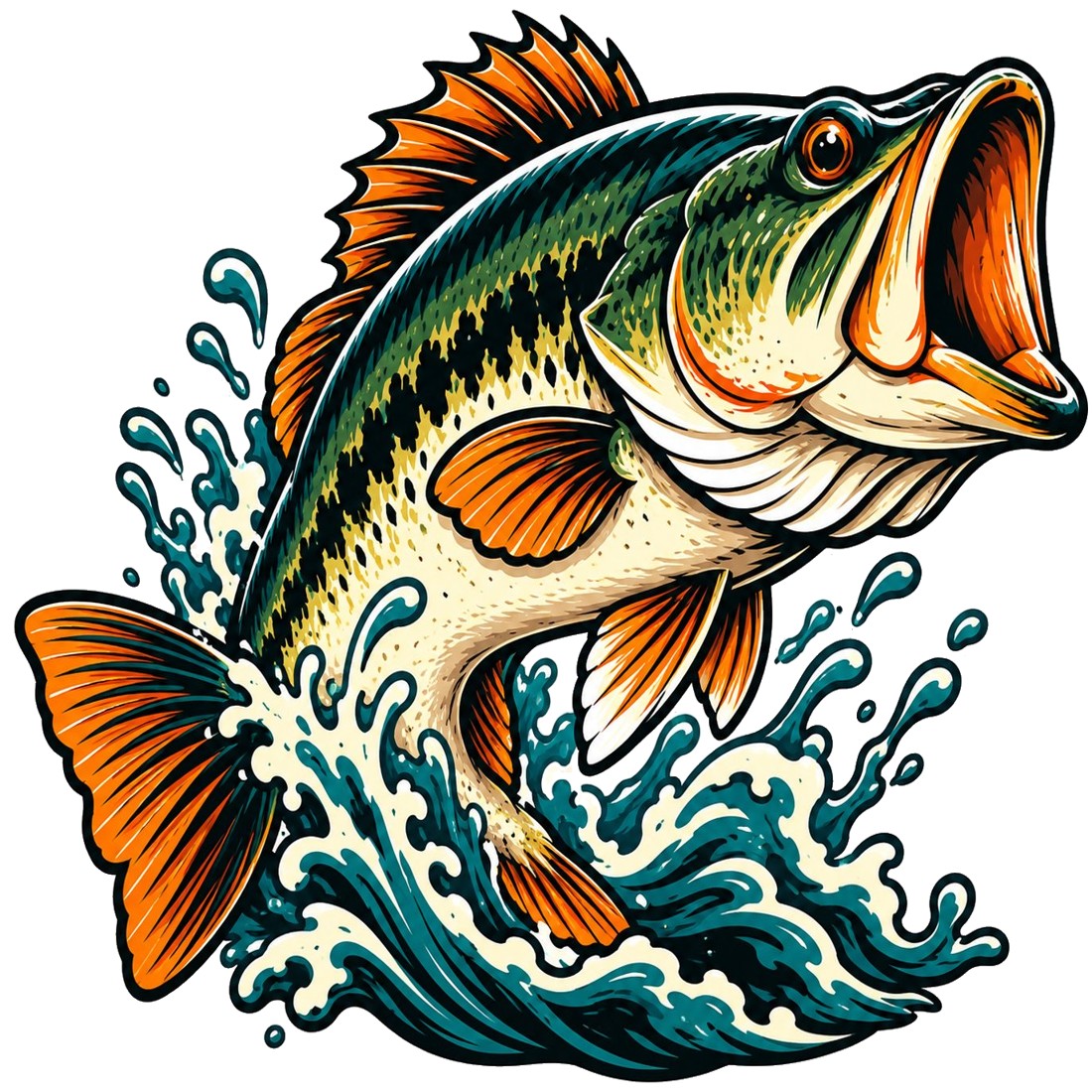Home New Bold bass fish design with no text