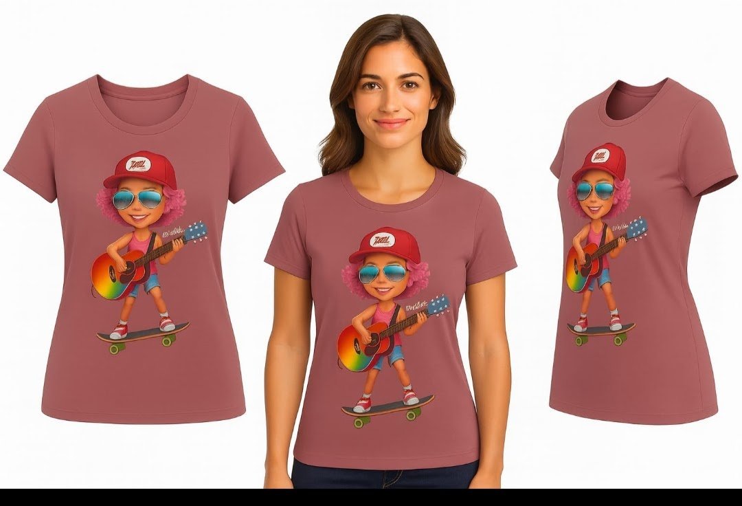 Custom printed t-shirt - cartoon skater girl design