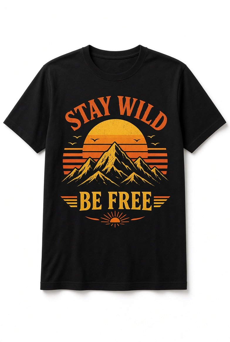 Stay Wild black T-shirt by PrintCraft Corner